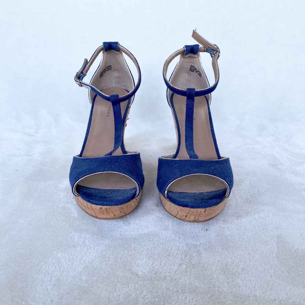 blue corked wedges